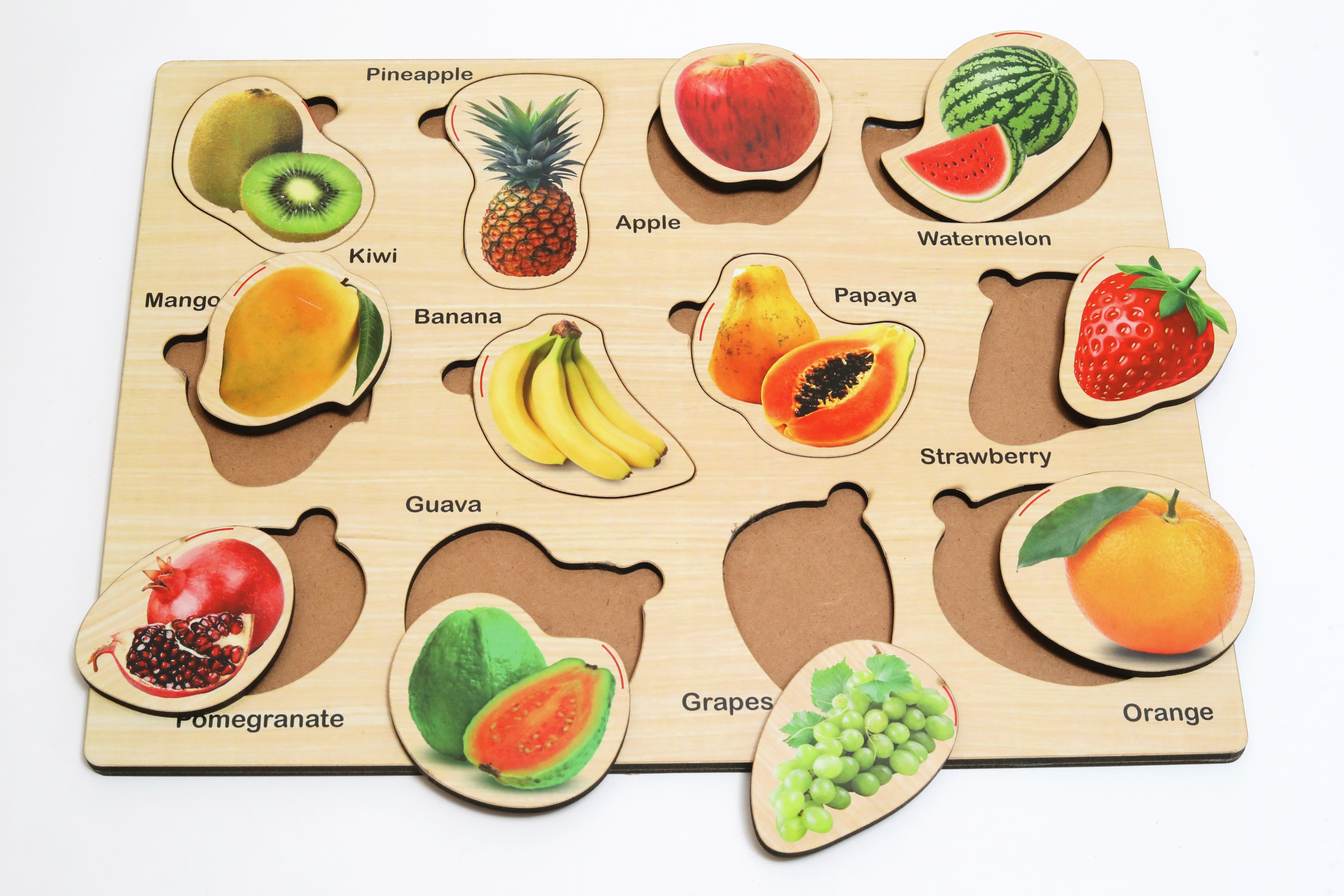 Wooden Fruits Puzzle for Kids | Fruit Shape Learning Educational Toy ...