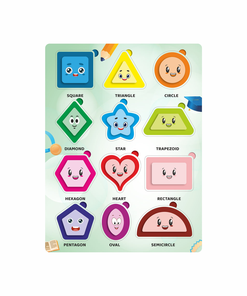 Wooden Geometric Shapes & Colors Puzzle Board for Kids | Educational Learning Toy