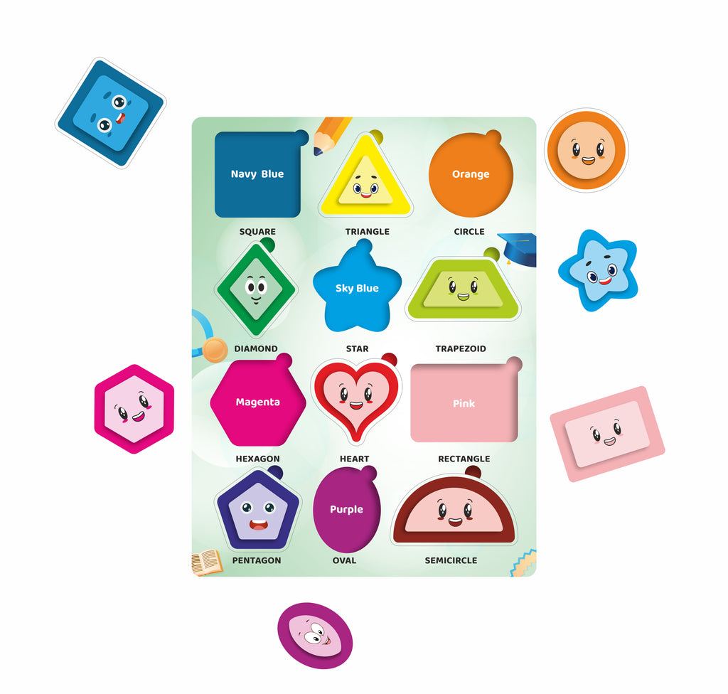 Wooden Geometric Shapes & Colors Puzzle Board for Kids | Educational Learning Toy