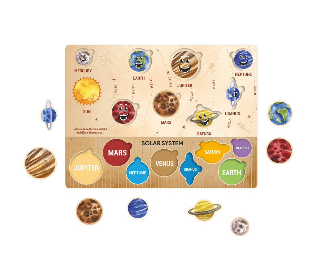 Wooden Solar System Puzzle for Kids | Space Learning Educational Toy