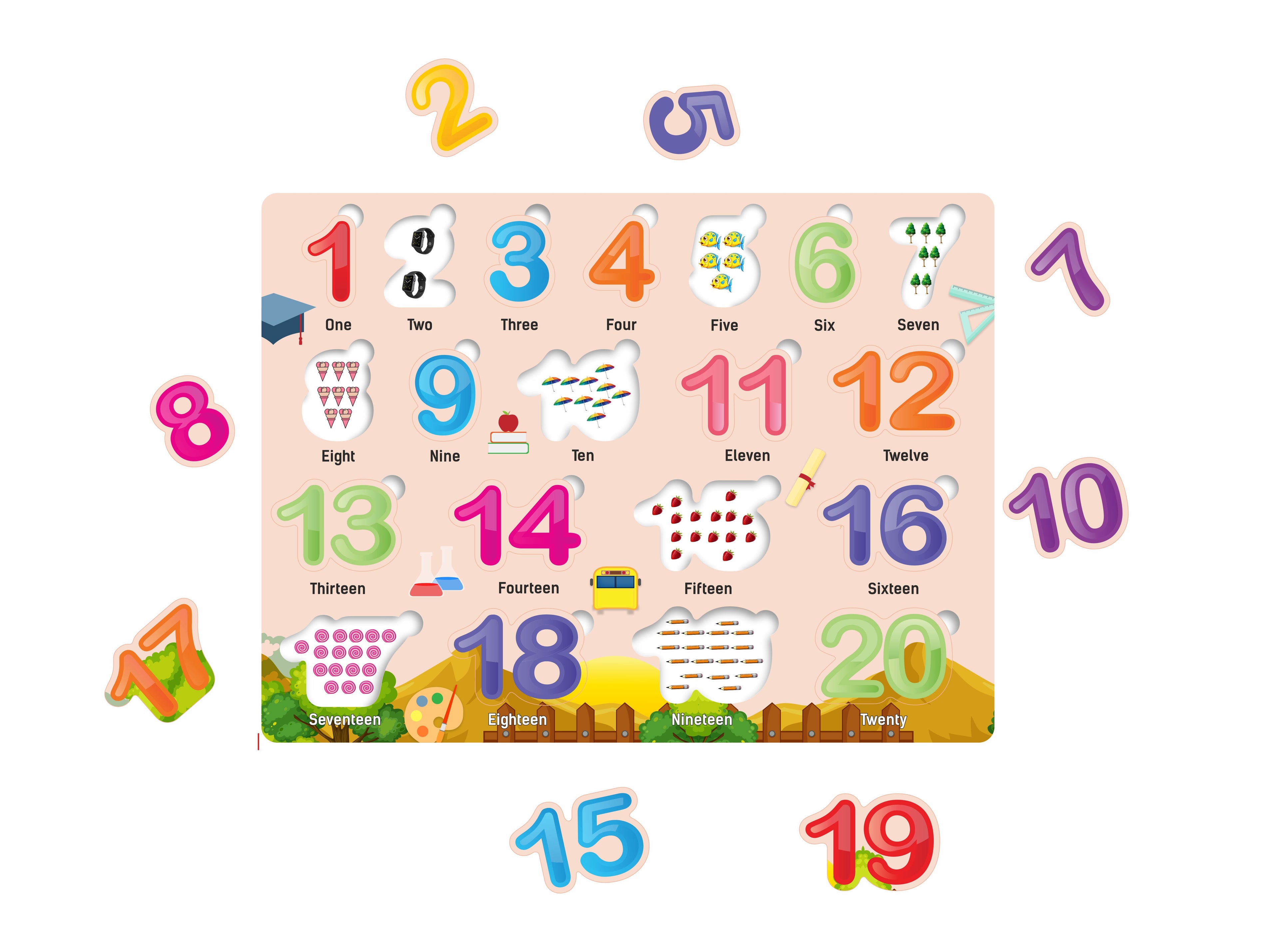 Wooden Numbers 1–20 Puzzle for Kids | Early Math Learning Educational Toy