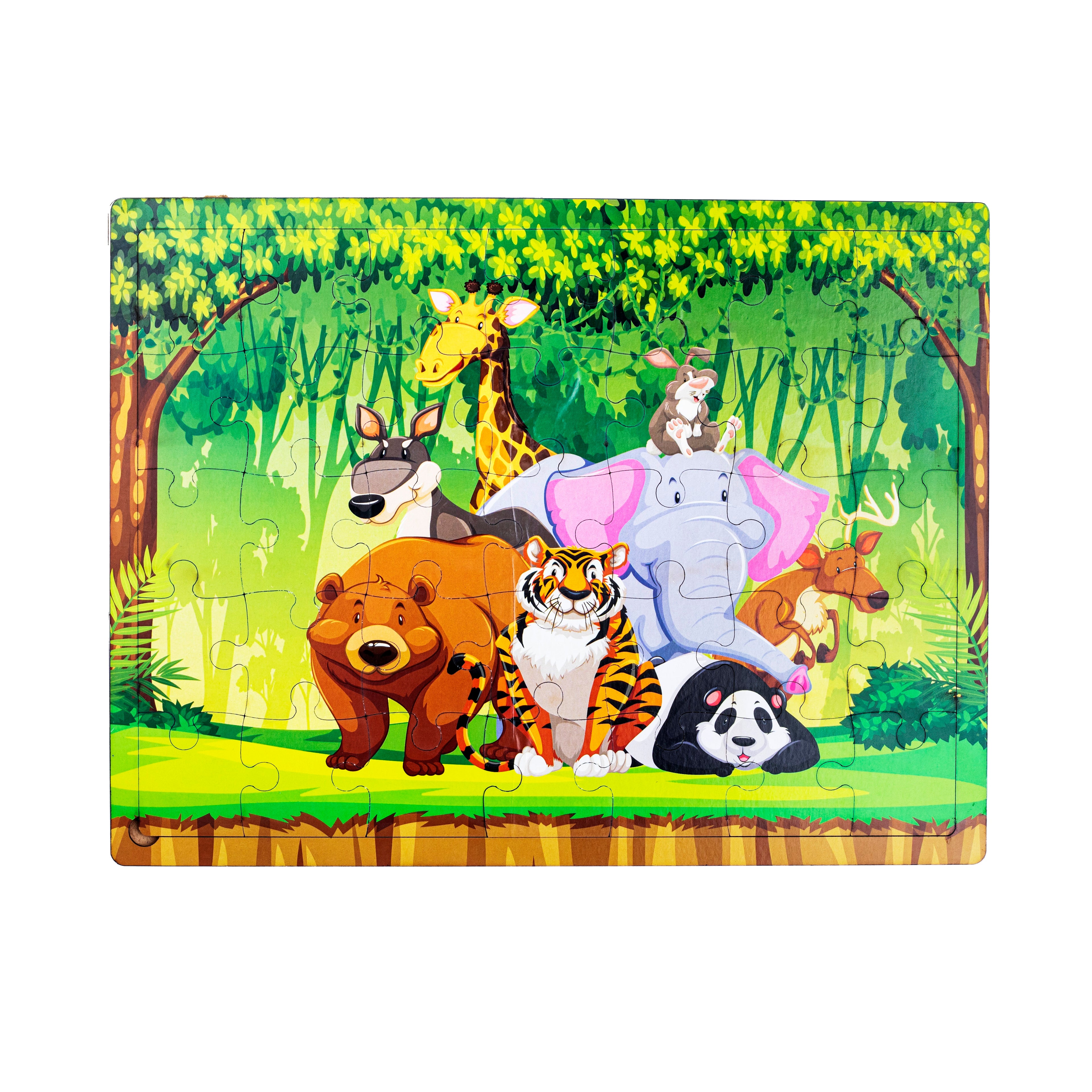 Wooden Zoo Animals Jigsaw Puzzle for Kids | Educational Learning Toy