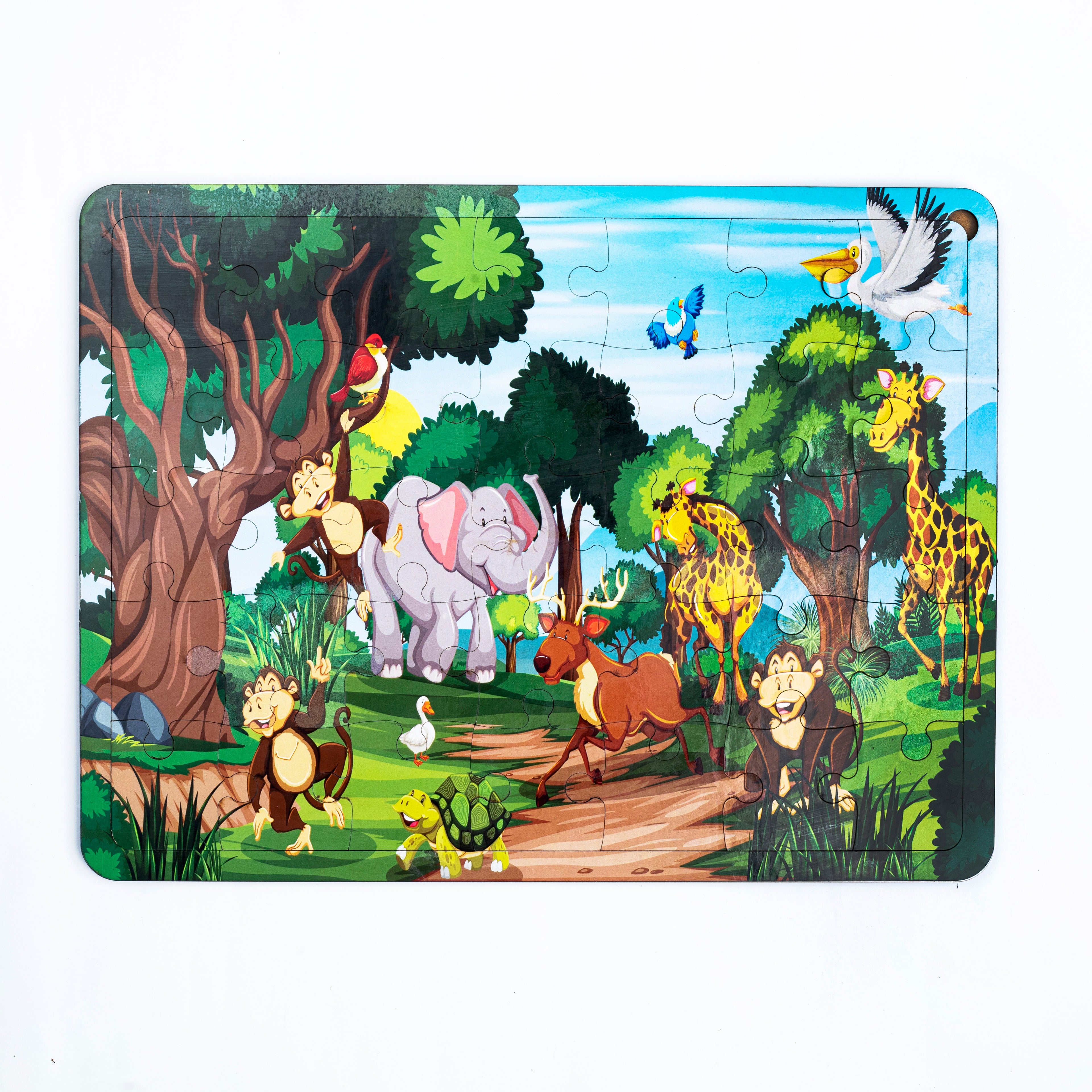 Wooden Jungle Animals Jigsaw Puzzle for Kids | Educational Learning Toy