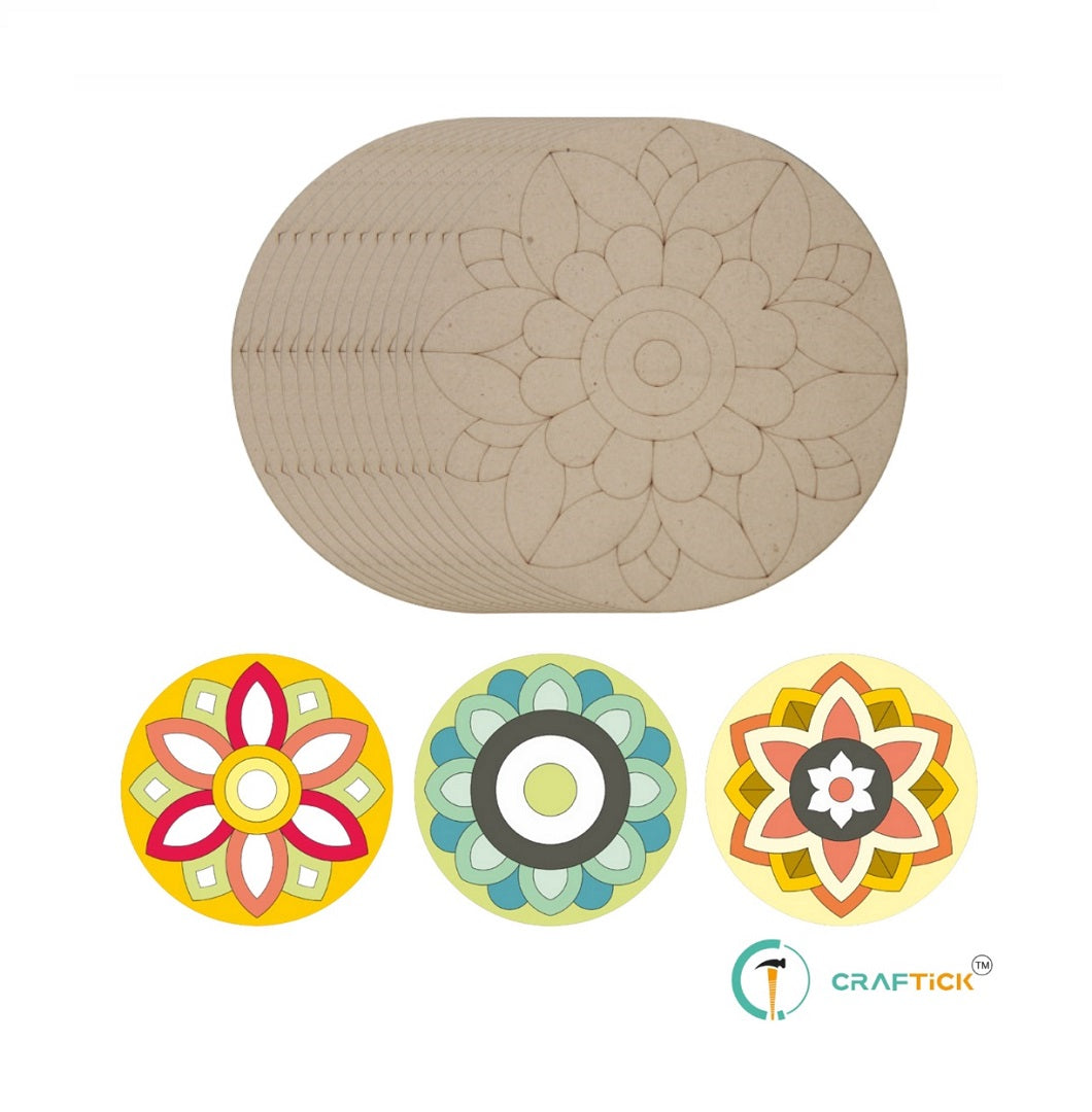 Wooden Round Tea Coaster DIY Painting Kit | Creative Craft for Kids & Adults