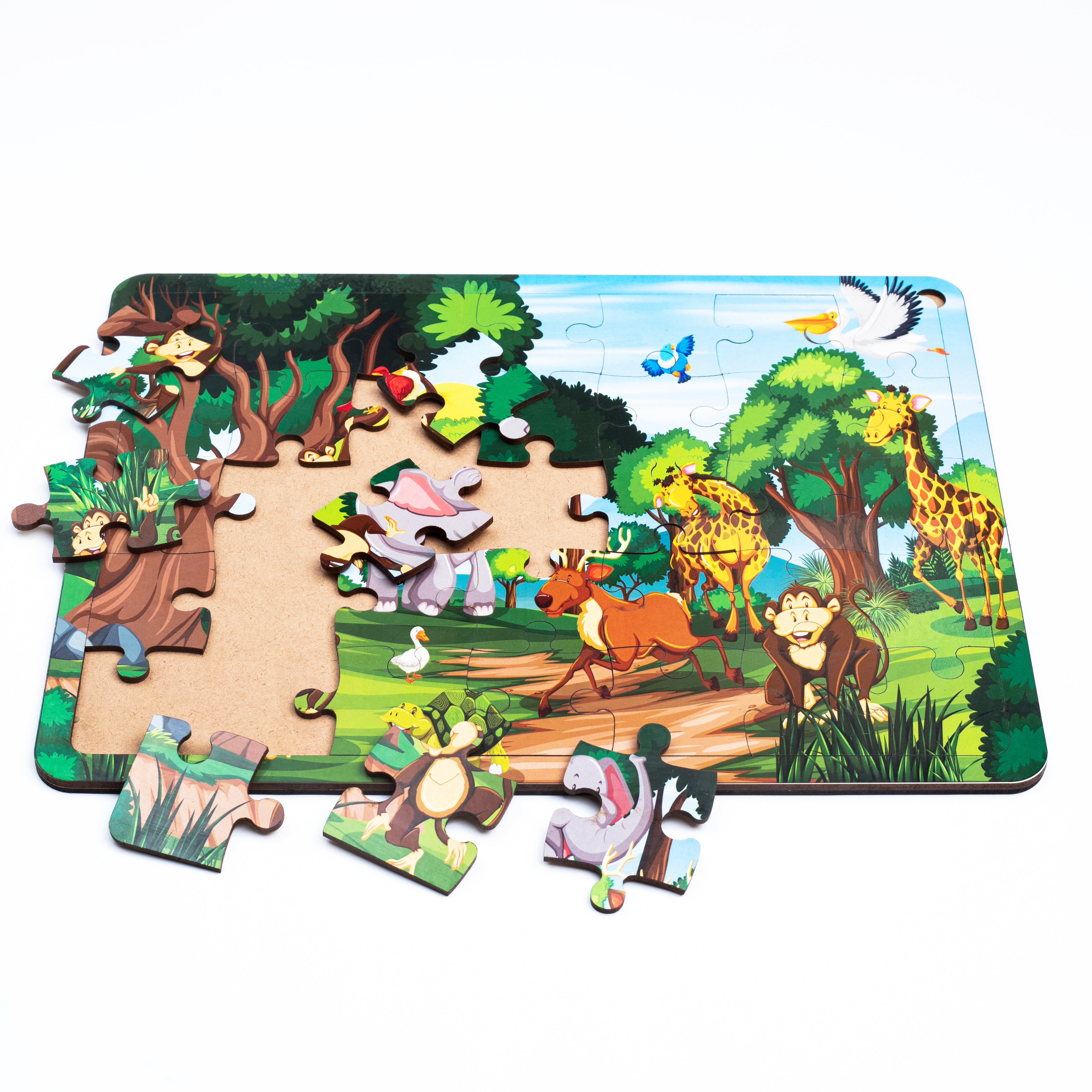 Wooden Jungle Animals Jigsaw Puzzle for Kids | Educational Learning Toy