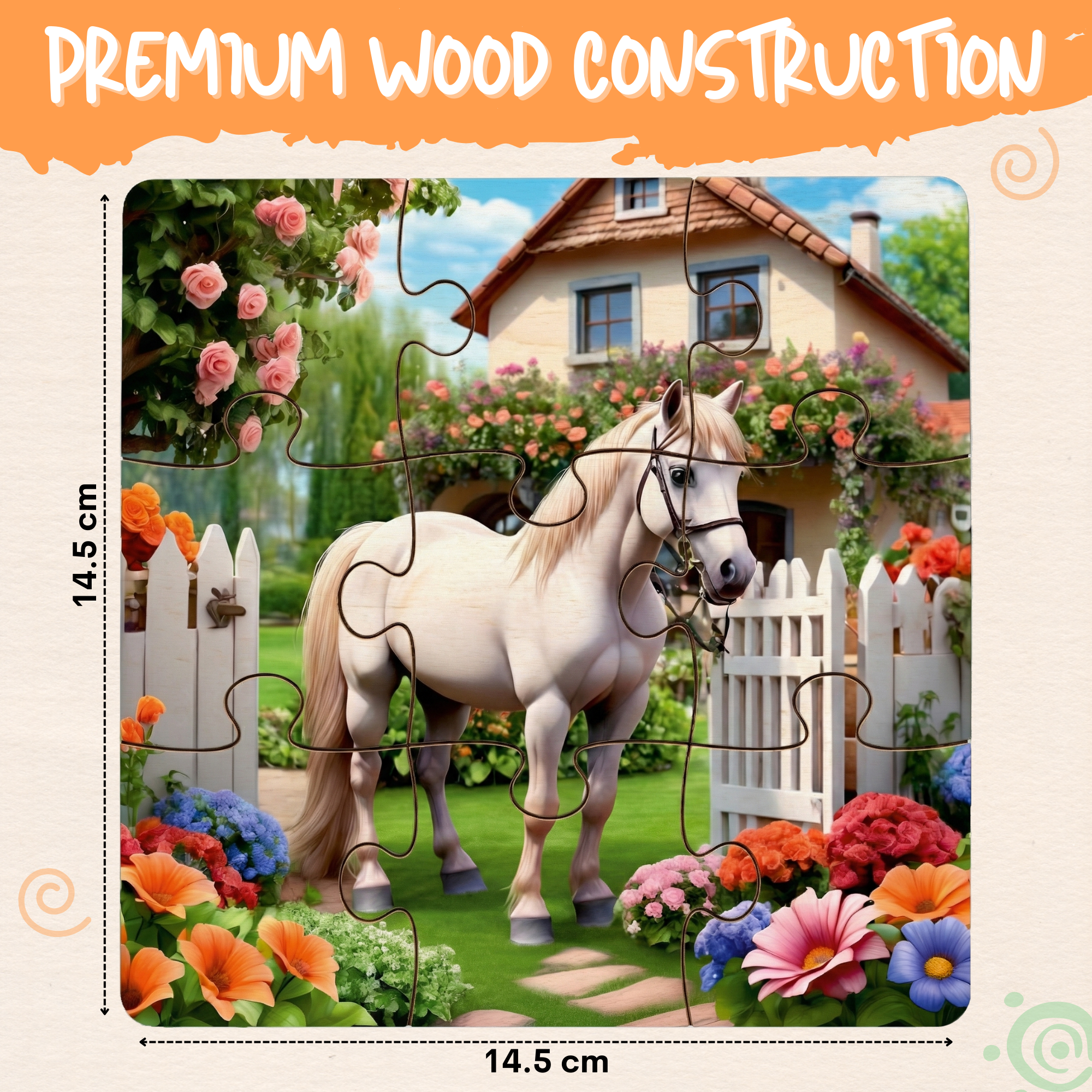 Wooden 6 Pieces Domestic Animals Puzzle Set for Kids | Educational Learning Toy