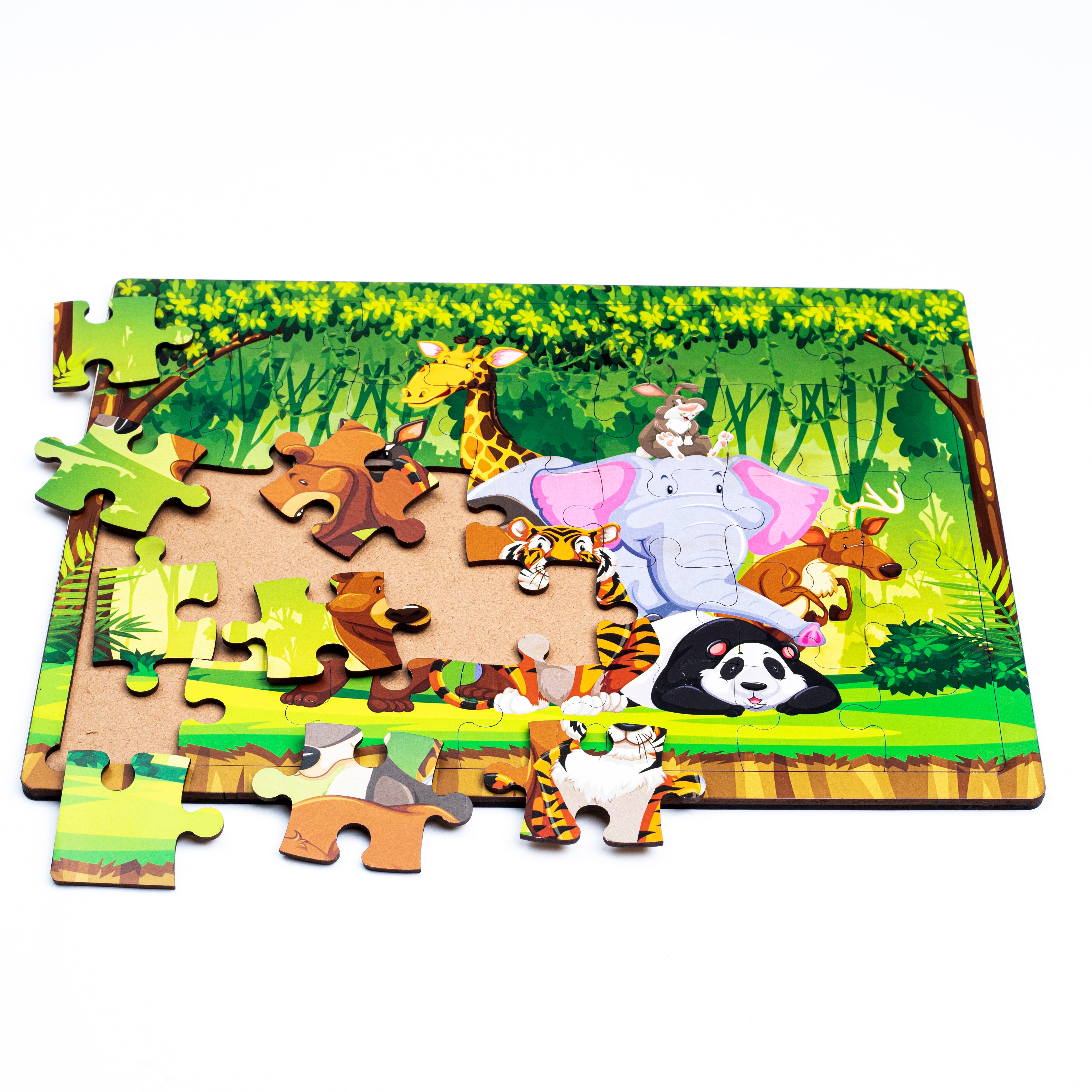 Wooden Zoo Animals Jigsaw Puzzle for Kids | Educational Learning Toy