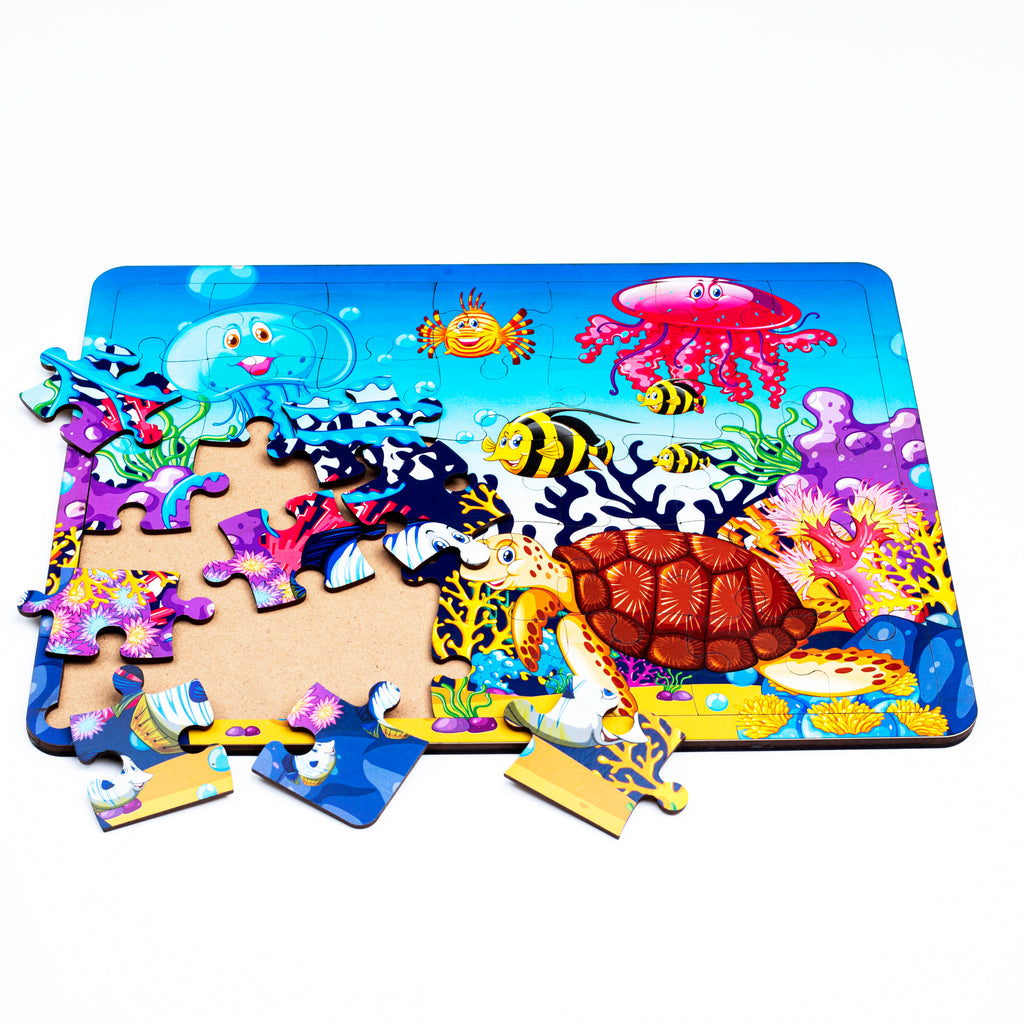 Wooden Aquatic Animals Jigsaw Puzzle for Kids | Educational Learning Toy