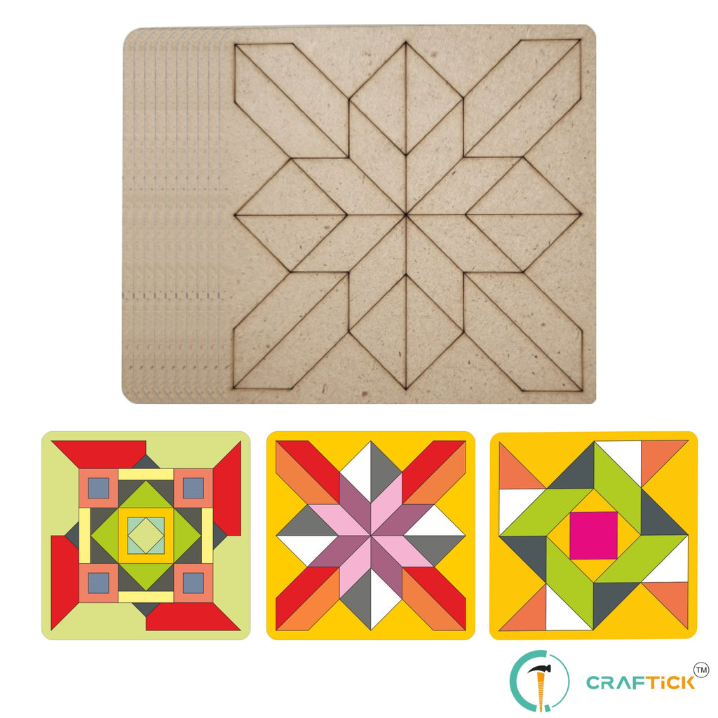 Wooden Square Tea Coaster DIY Painting Kit | Creative Craft for Kids & Adults