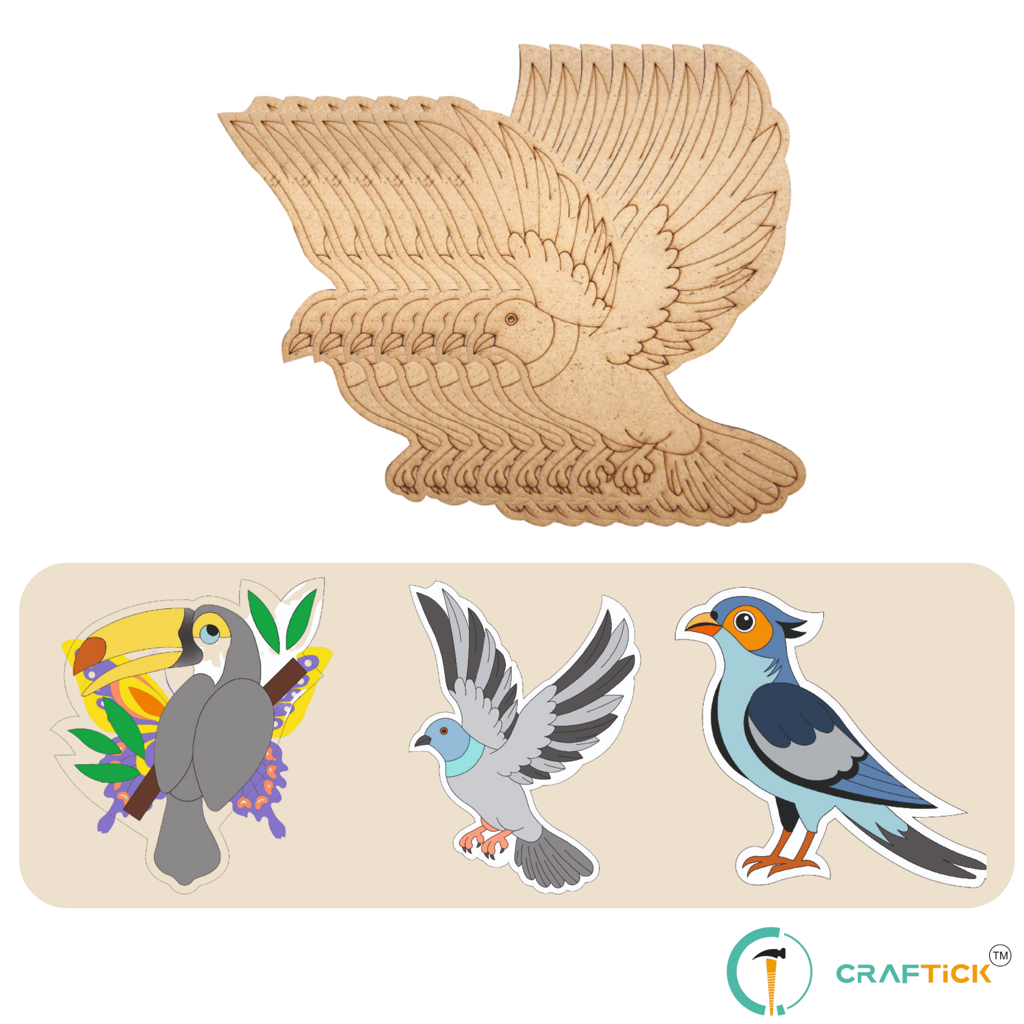 Wooden Birds DIY Painting Kit | Creative Art & Craft for Kids & Adults