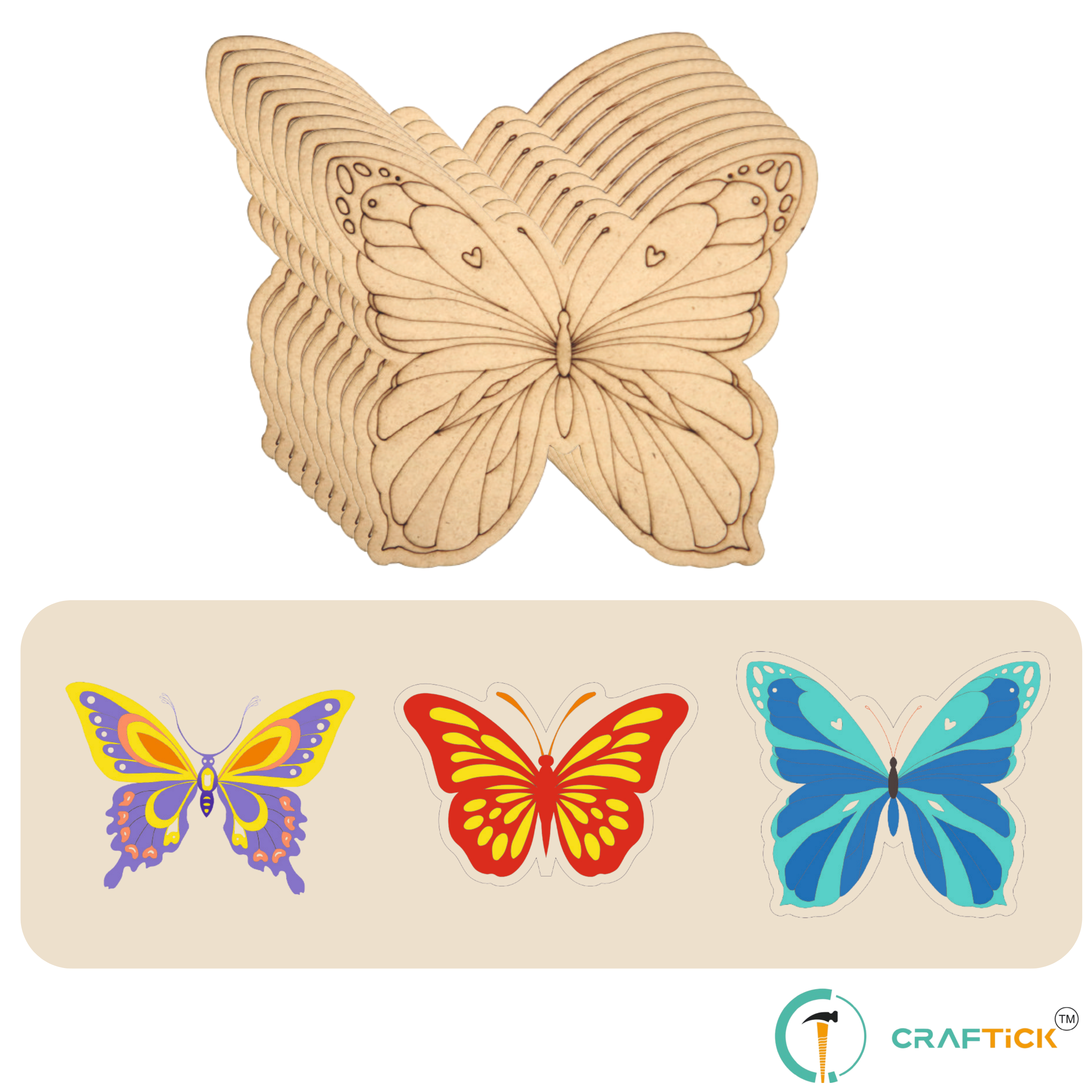 Wooden Butterfly DIY Painting Kit | Creative Art & Craft for Kids & Adults