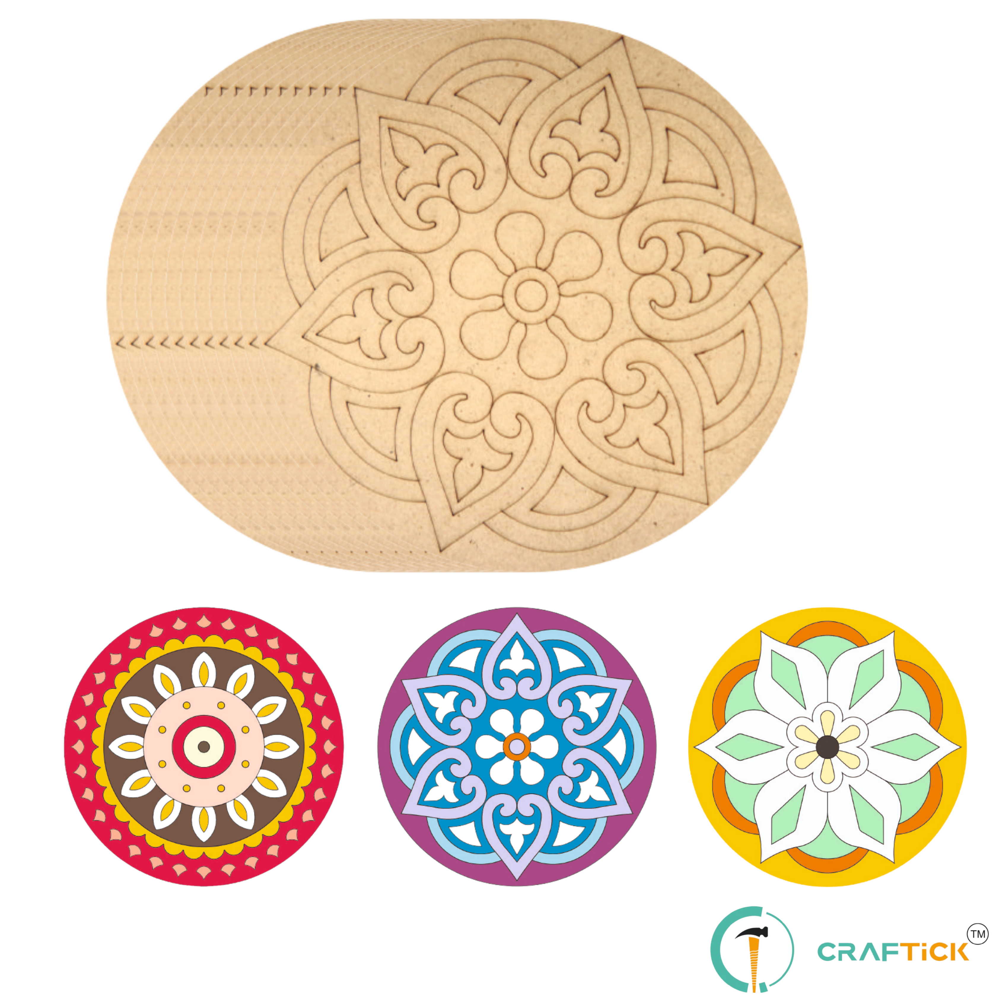 Wooden Mandala DIY Painting Kit | Creative Art & Craft for Kids & Adults