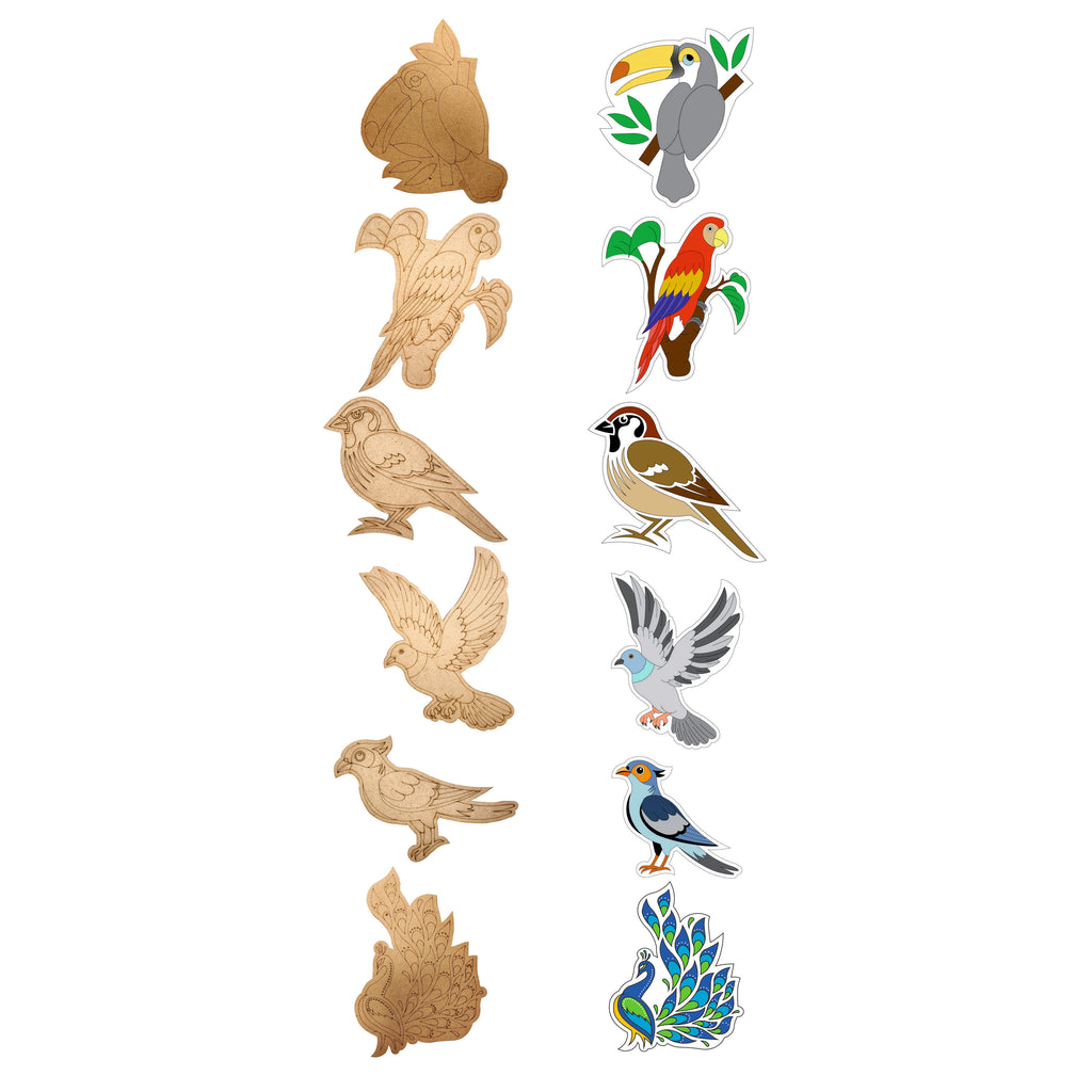 Wooden Birds DIY Painting Kit | Creative Art & Craft for Kids & Adults
