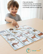 Wooden Animals Flash Cards for Kids | Animal Learning Picture Cards