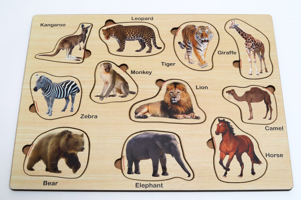 Wooden Animal Shape Matching Puzzle Games with Board Games