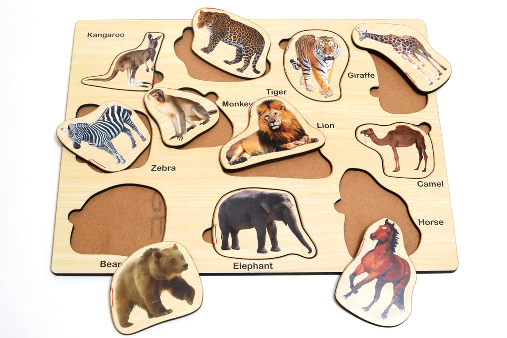 Wooden Animal Shape Matching Puzzle Games with Board Games