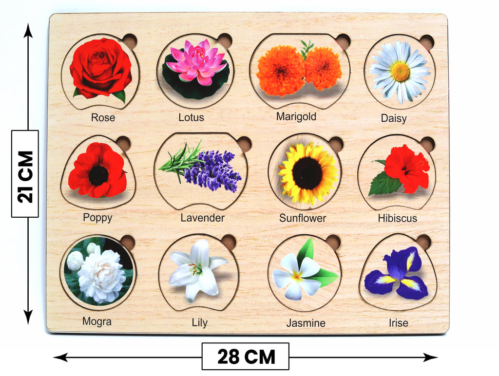 Wooden Flowers Shape Matching Puzzle Board for Kids | Educational Learning Toy