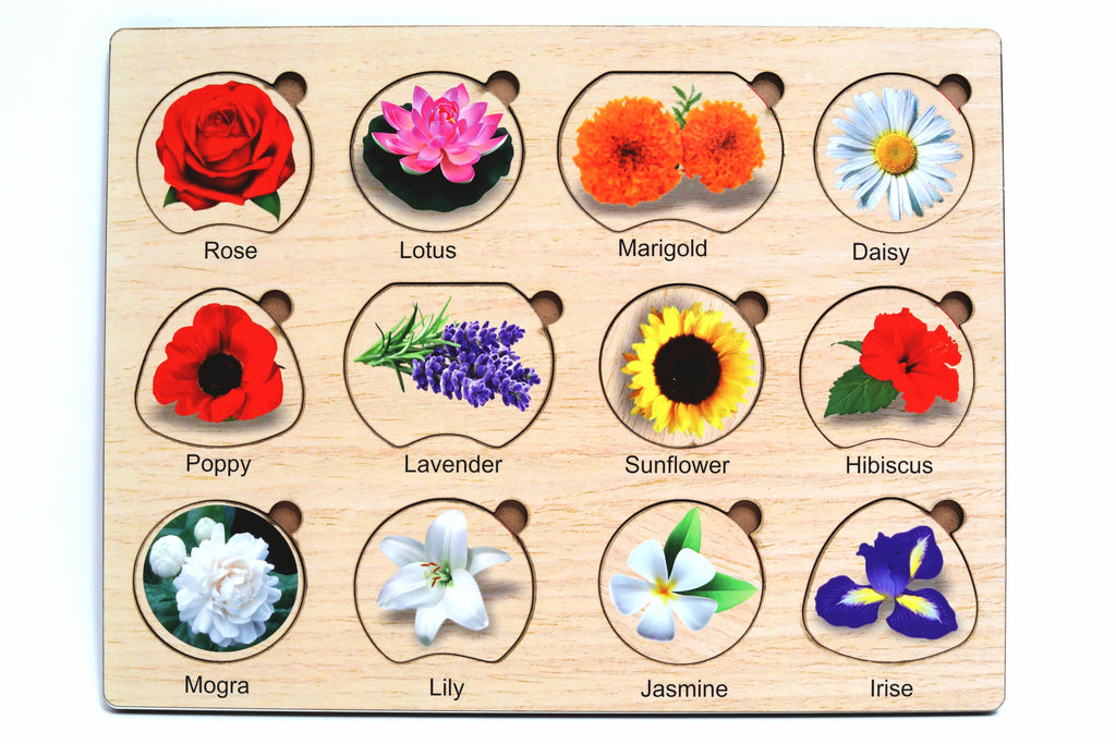 Wooden Flowers Shape Matching Puzzle Board for Kids | Educational Learning Toy