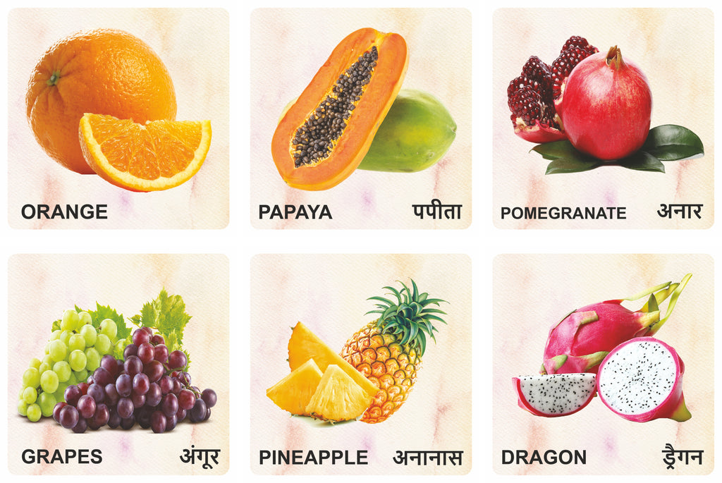 Wooden Fruits Flash Cards for Kids | Early Learning Picture Cards