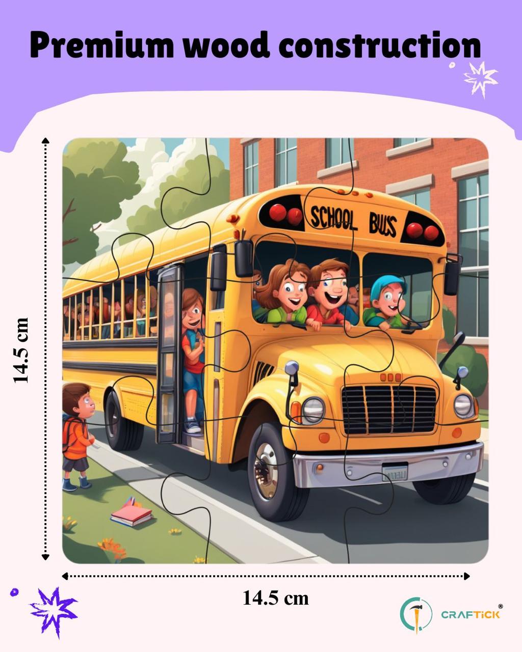 Wooden 6 Pieces Vehicle Puzzle Set for Kids | Educational Learning Toy