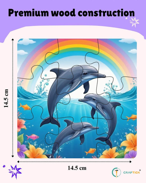 Wooden 6 Pieces Sea Animals Puzzle Set for Kids | Educational Learning Toy
