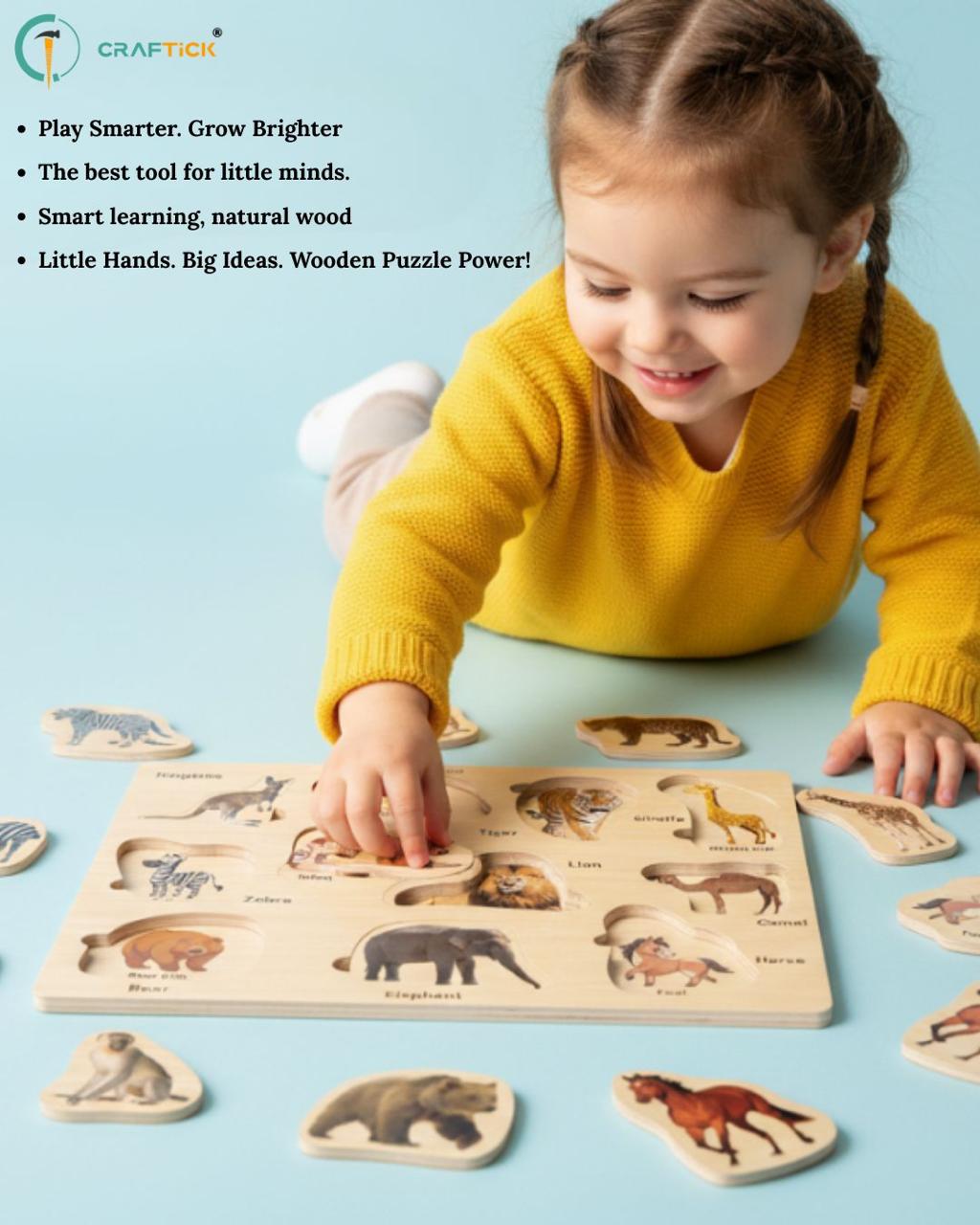 Wooden Animal Shape Matching Puzzle Games with Board Games