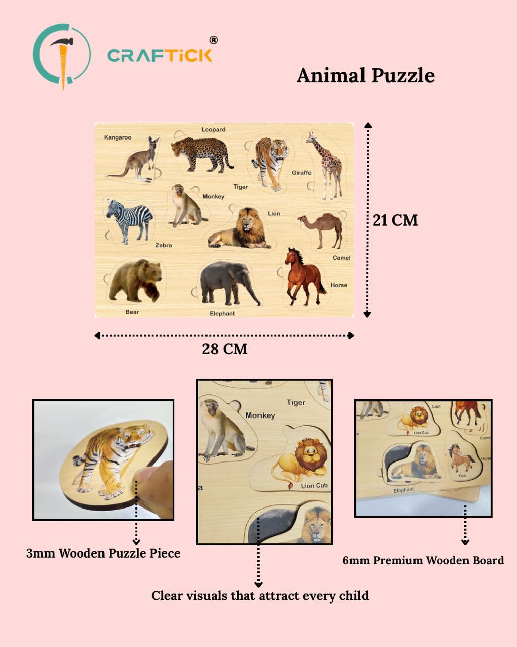 Wooden Animal Shape Matching Puzzle Games with Board Games