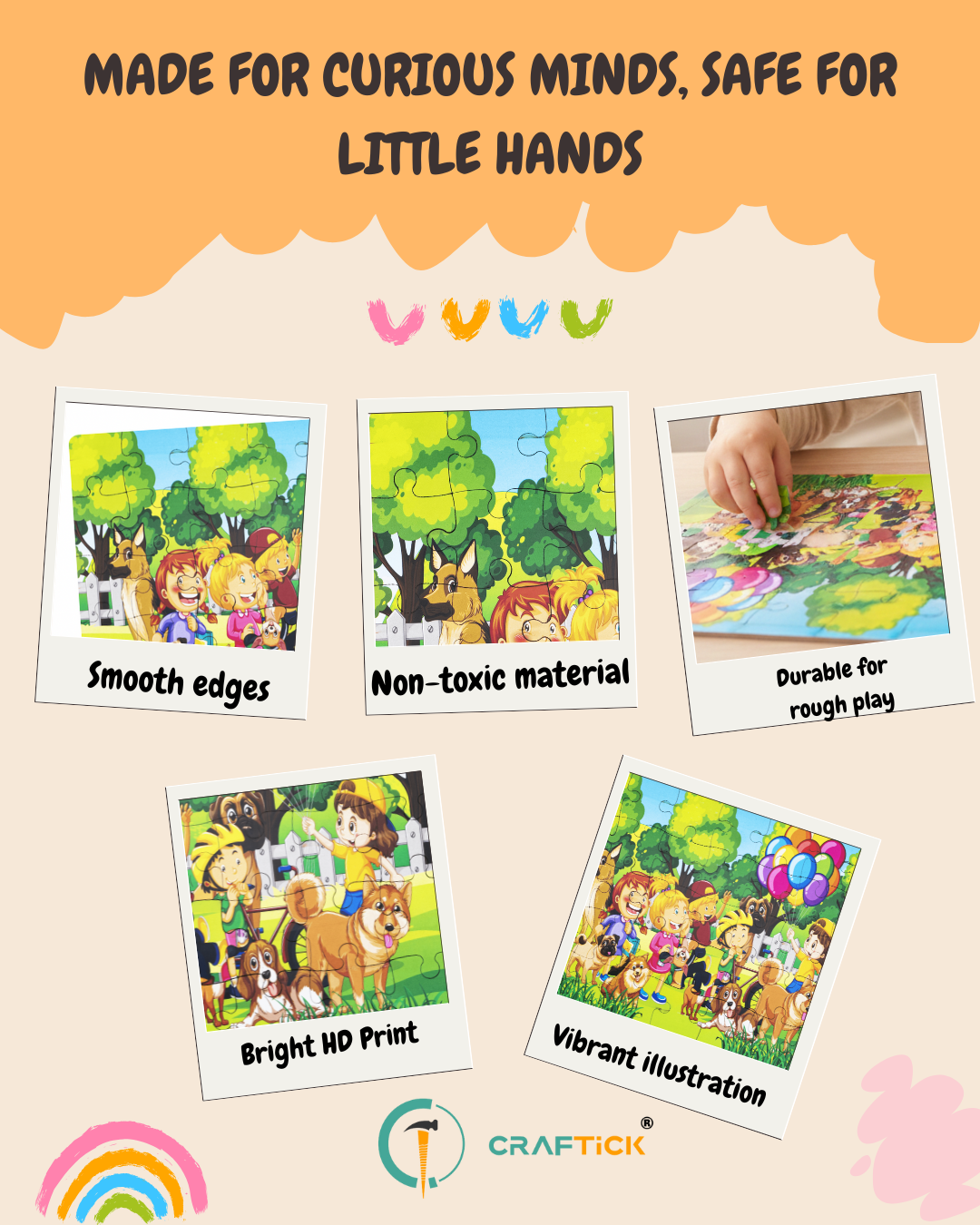 Wooden Park Outdoor Kids Balloon Scene Jigsaw Puzzle | Educational Learning Toy