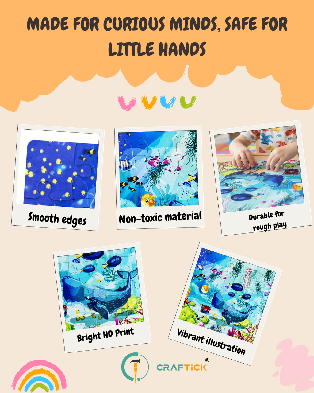 Wooden Multicolor Aquarium Jigsaw Puzzle for Kids | Educational Learning Toy