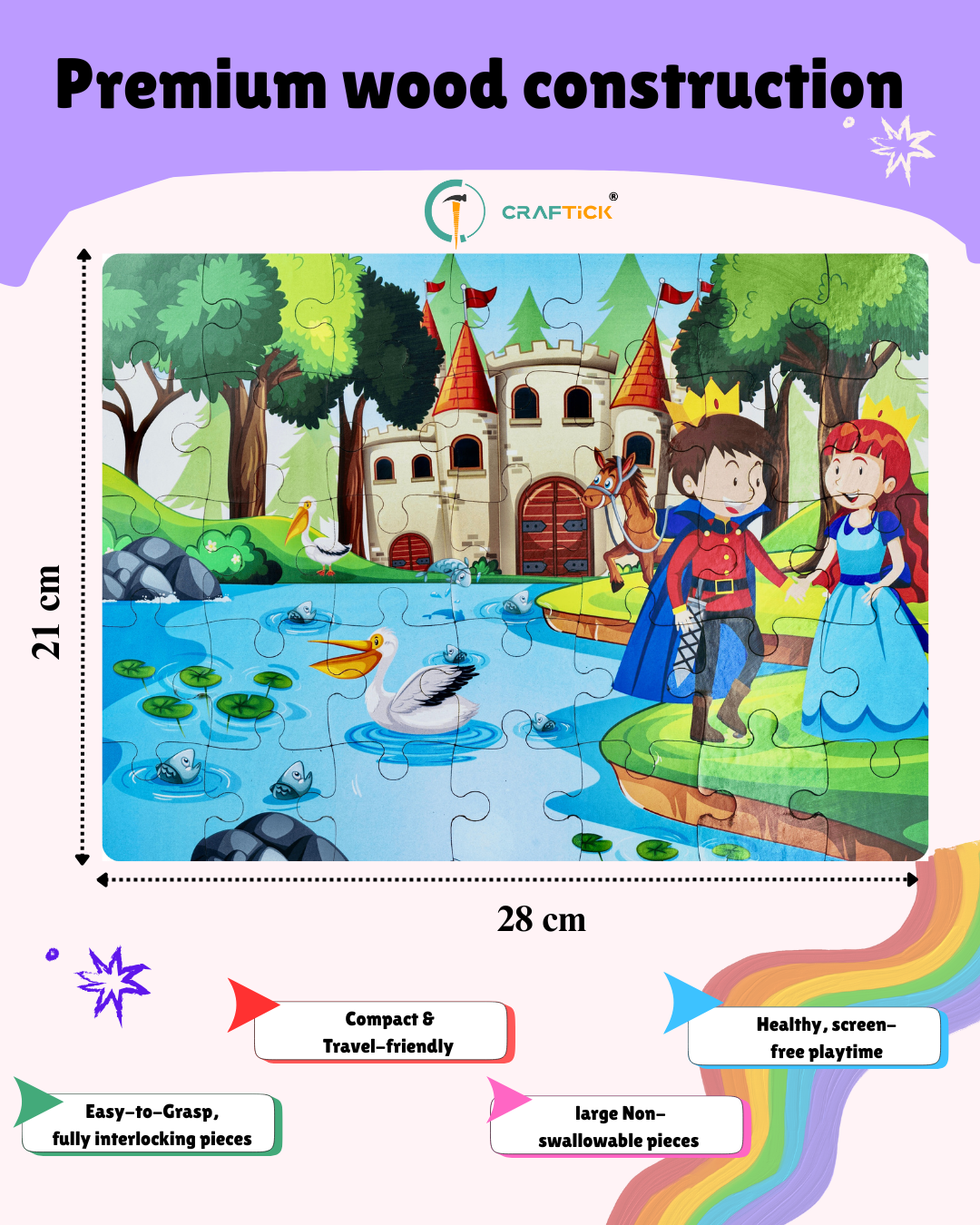 Wooden King and Queen Jigsaw Puzzle Set for Kids | Educational Learning Toy