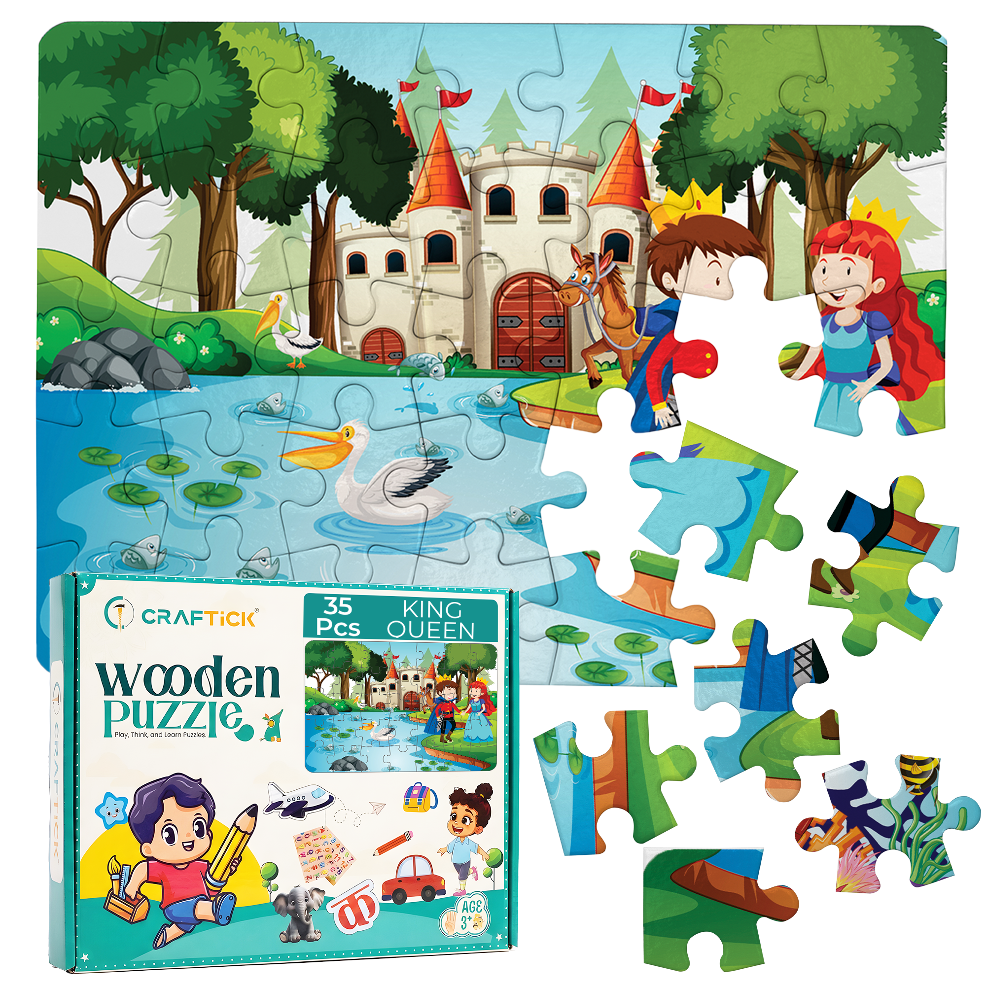 Wooden King and Queen Jigsaw Puzzle Set for Kids | Educational Learning Toy