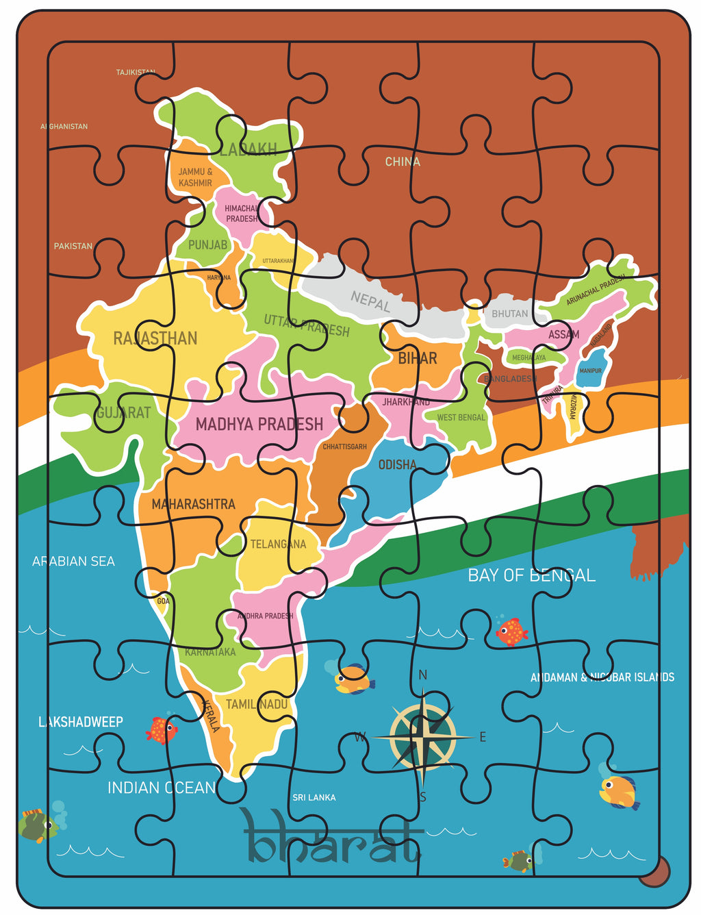 Wooden India Map Puzzle for Kids | Geography Learning Educational Toy