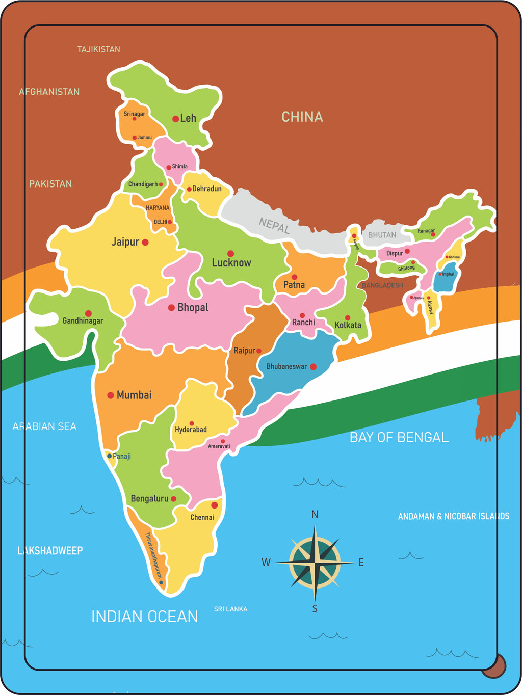 Wooden India Map Puzzle for Kids | Geography Learning Educational Toy