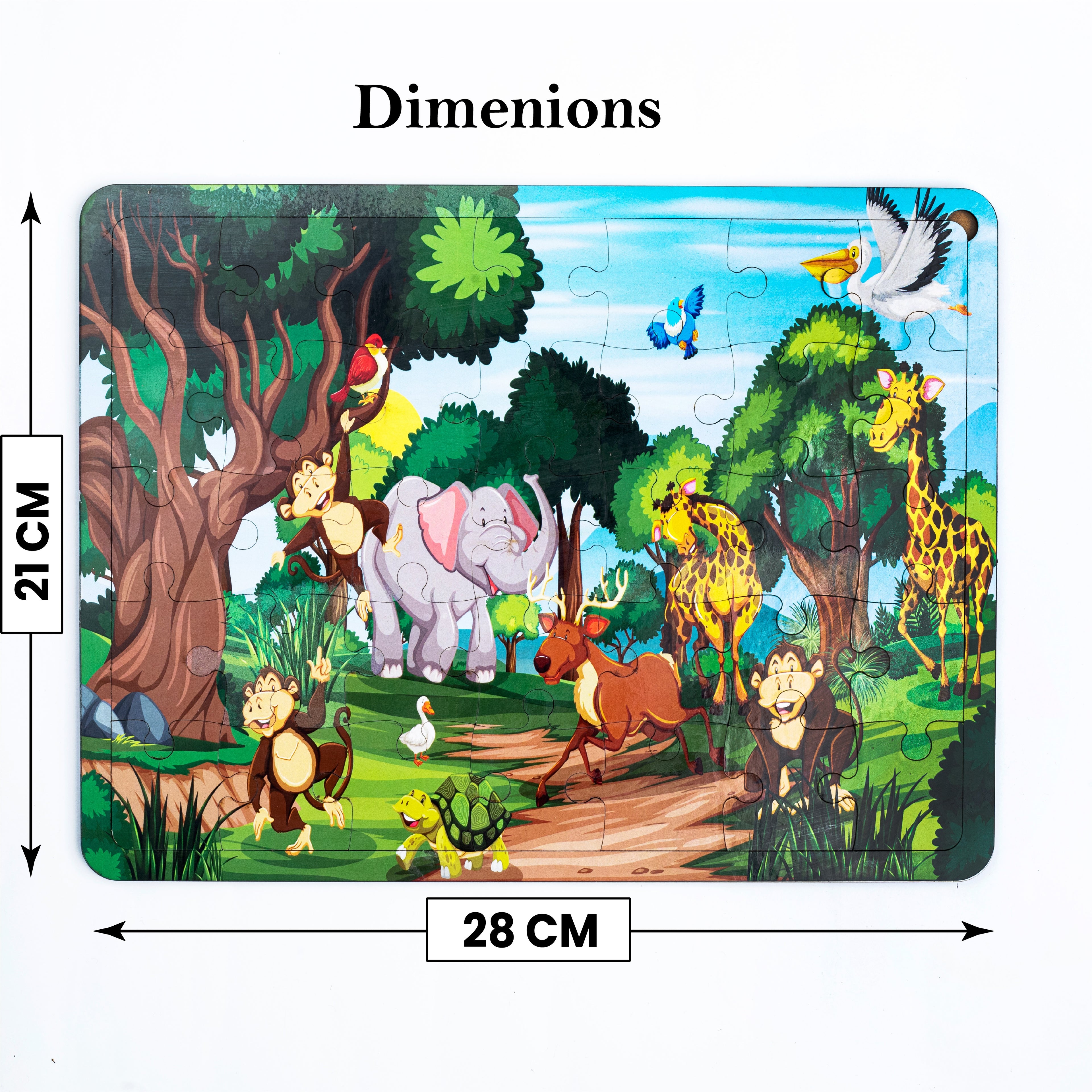 Wooden Jungle Animals Jigsaw Puzzle for Kids | Educational Learning Toy