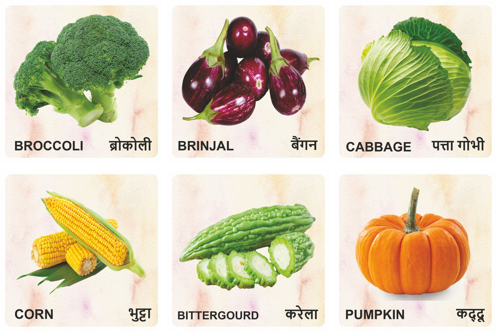 Wooden Vegetables Flash Cards for Kids | Vegetable Learning Educational Toy
