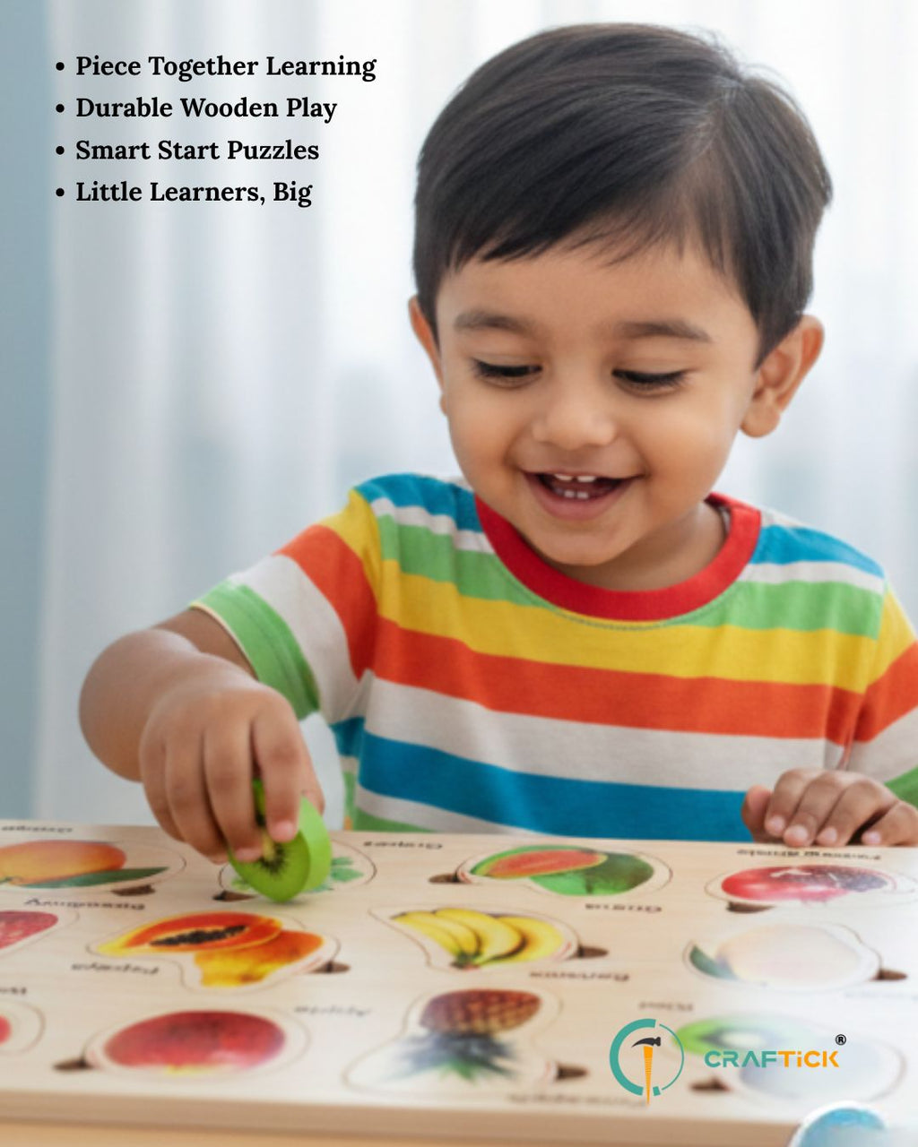Wooden Fruits Puzzle for Kids | Fruit Shape Learning Educational Toy
