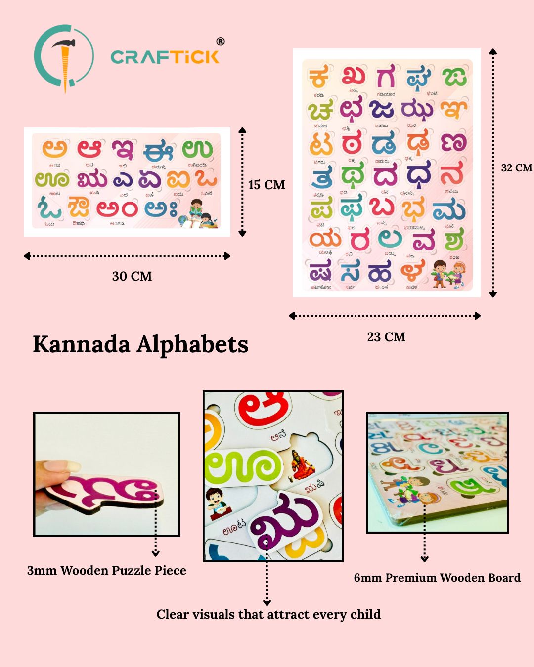Wooden Kannada Varnamala Puzzle Board | Swar & Vyanjana Learning Toy for Kids
